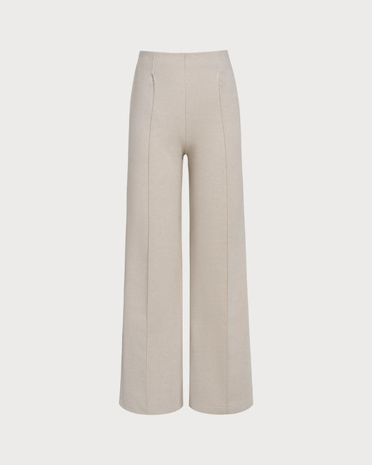Beige Natural Waisted Casual Pants